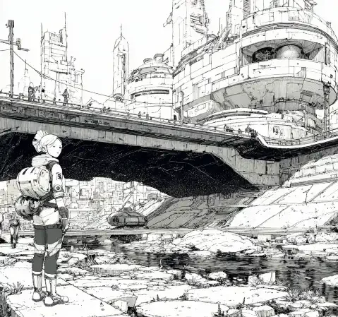 《深渊回响》奇幻题材漫画封面，发光的地底城市